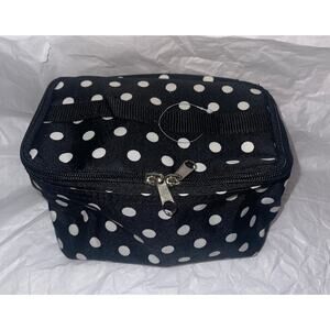 NWOT Super Cute Black & White Polka Dot Zipper Cosmetic Bag